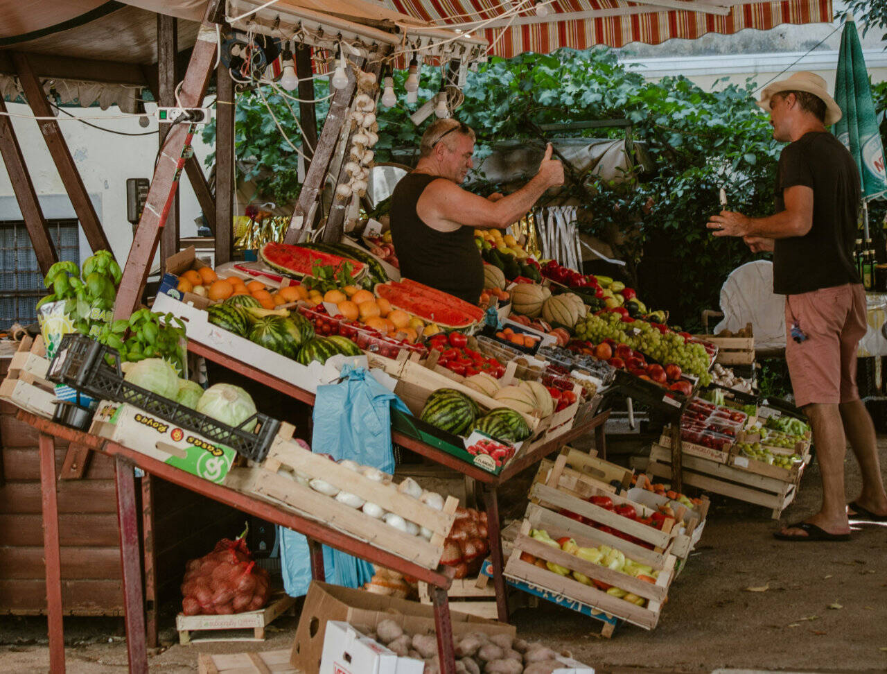 Fruit and vegetables market in Mali Lošinj, Croatia