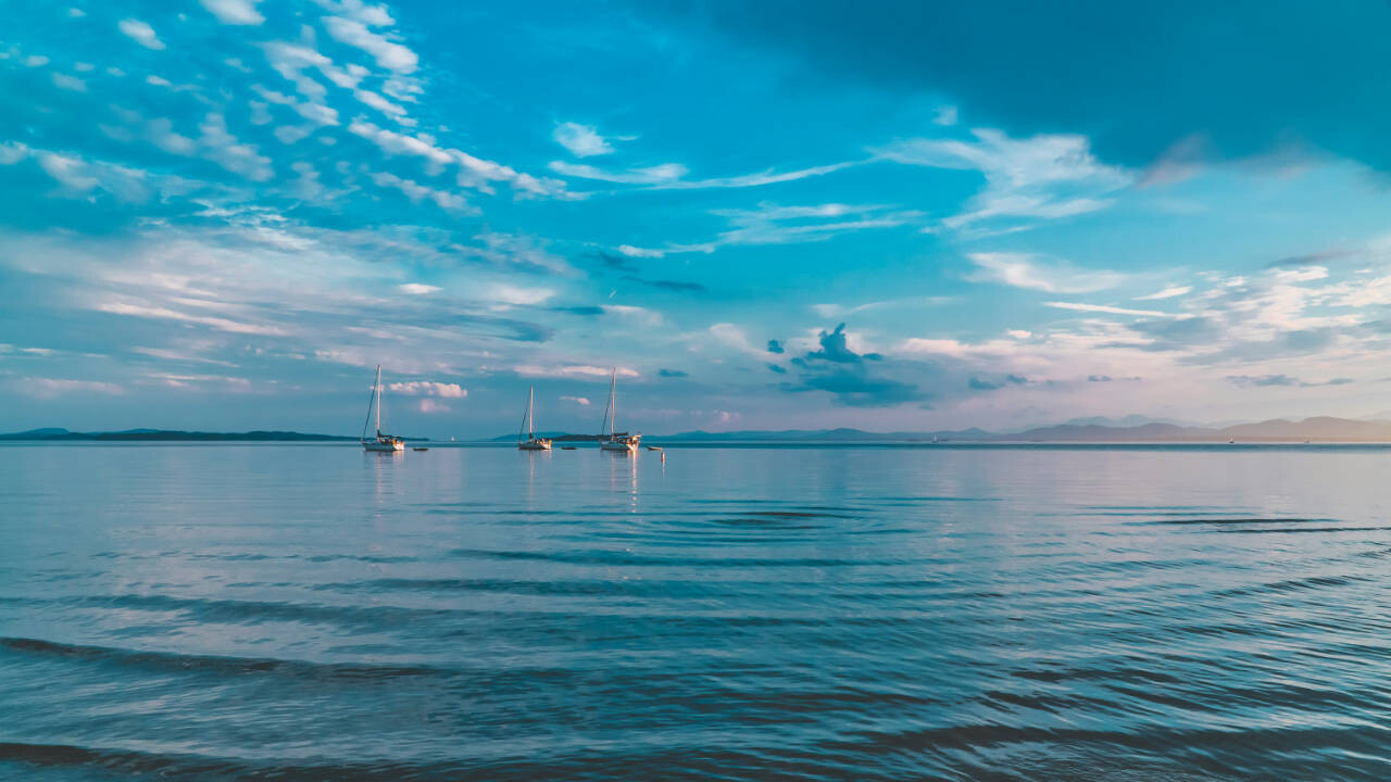 A sunset on a beach in Burlington, Vermont