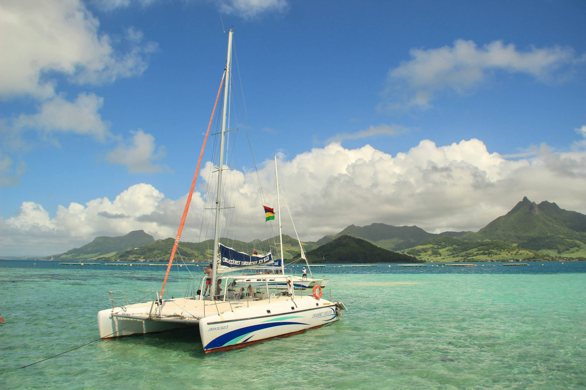 Catamaran sailing in Mauritius