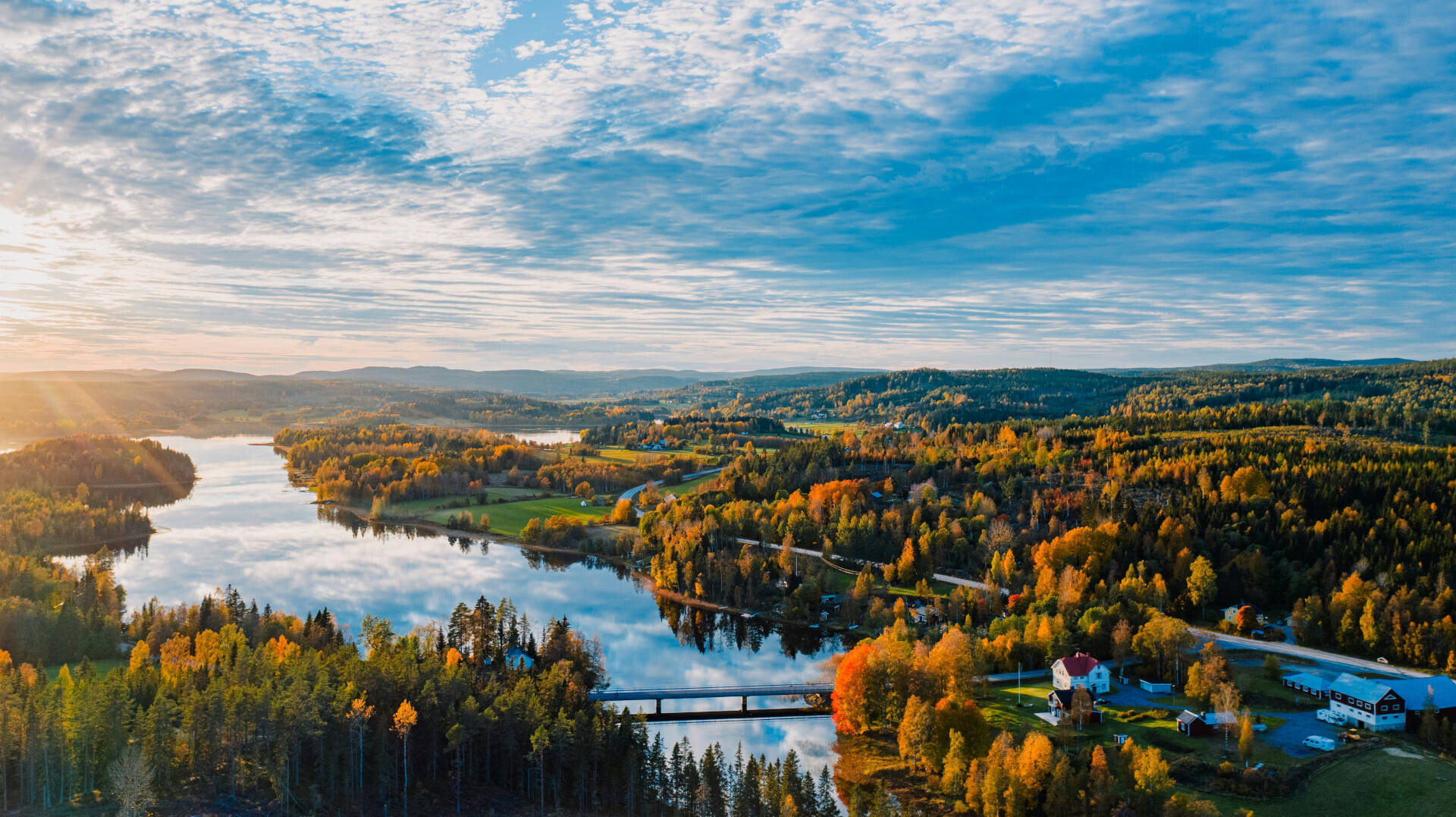 A lake in the autumn sun in Härnösand, Sweden