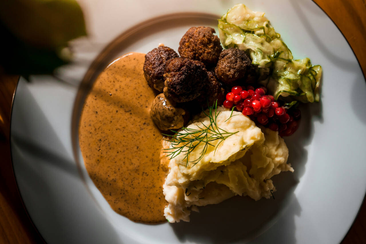 Swedish meatballs, mashed potatoes and gravy.