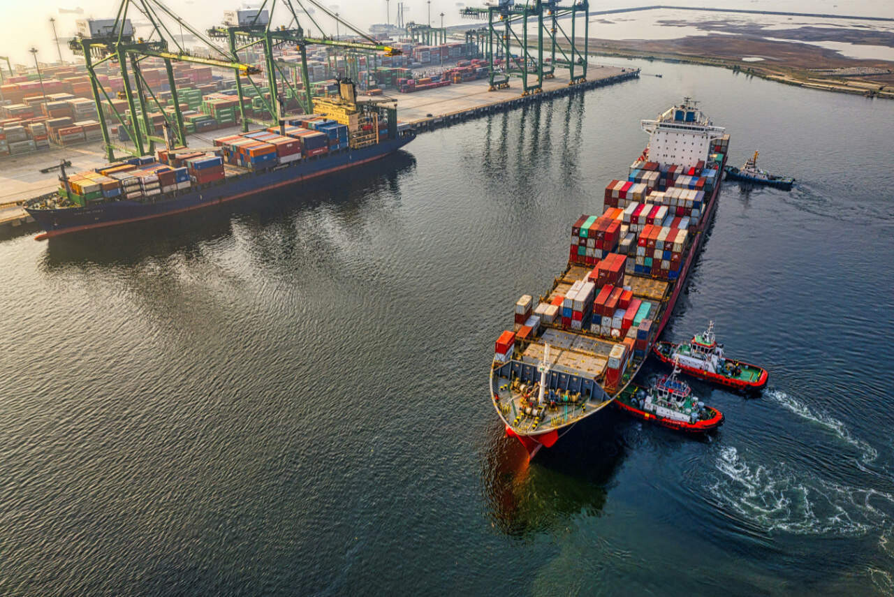 Cargo ship in Panama Canal